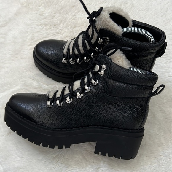 Marc Fisher Nairy Lace-Up Genuine Shearling Lug Sole Bootie - Picture 6 of 9